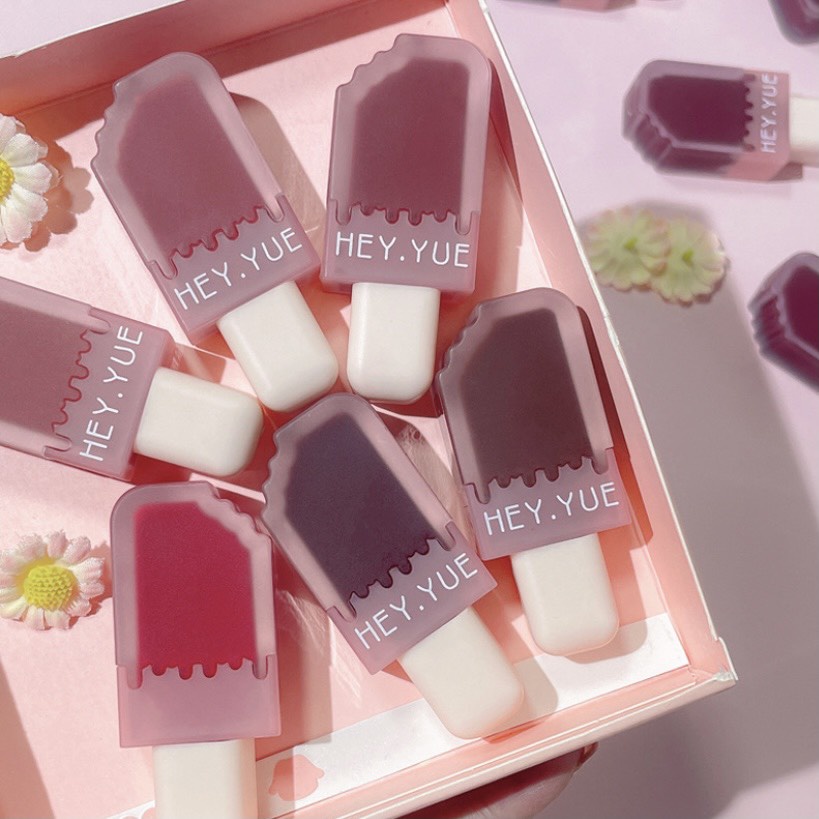 Son kem lì que kem bing chilling HEY YUE mỏng mịn bền màu Ice Cream Lip Glaze HYUE01