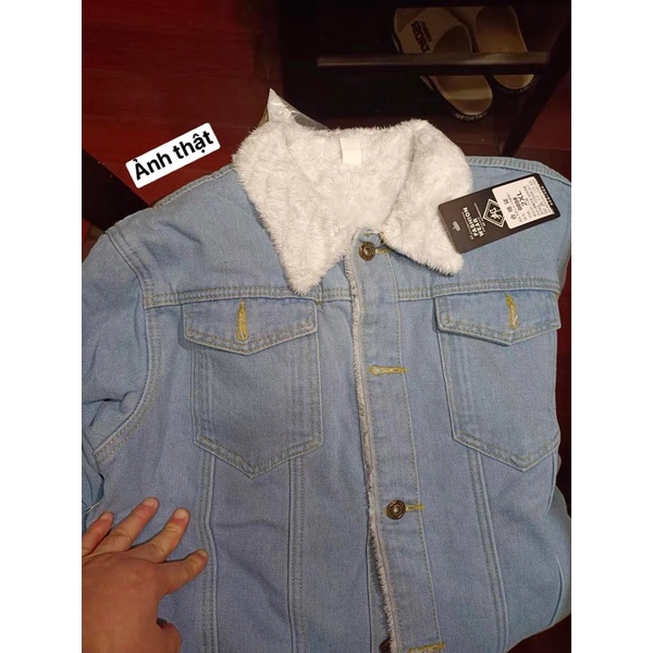 Áo khoác jean nam lót lông cừu hàng quảng châu cao cấp