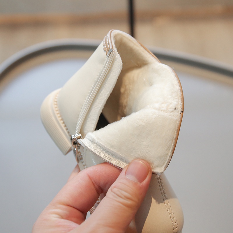 Vintage Dễ Thương Bé Gái Da Mềm Hoa Martin Giày Ngắn Dây Kéo Chống Trơn Trượt Sof0 Tuổi