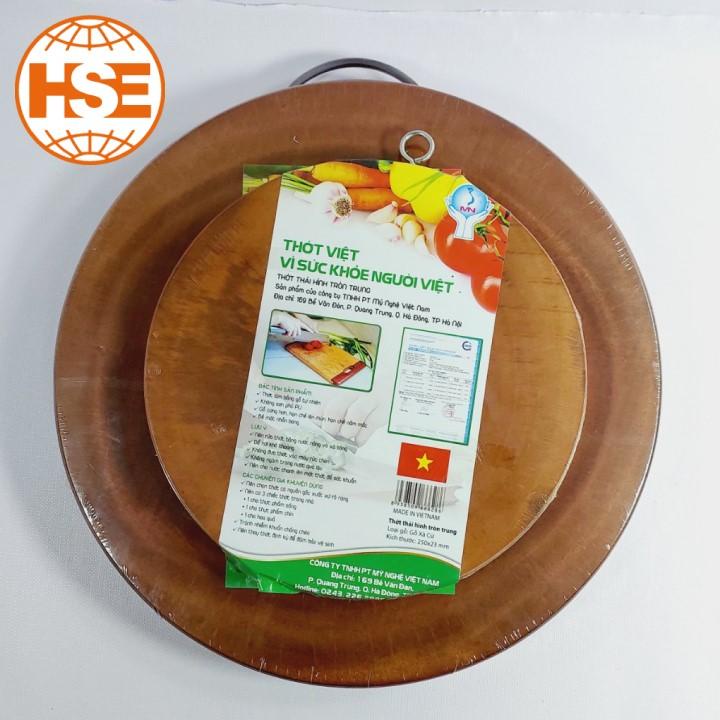 Thớt thái gỗ Xà Cừ hình tròn trung  thớt gỗ nguyên khối - HSE