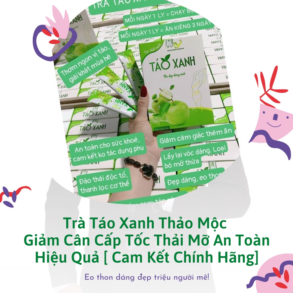 Trà táo xanh trà thảo mộc hỗ trợ giảm cân hiệu quả đẹp da đẹp dáng ( hộp 15 gói)