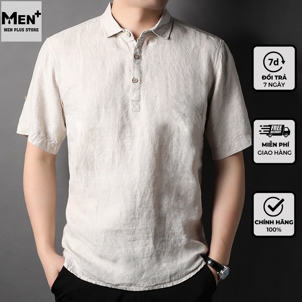 Áo polo nam vải đũi linen cao cấp - Áo sơ mi nam tay ngắn dáng polo chất vải đũi linen cao cấp - Men Plus