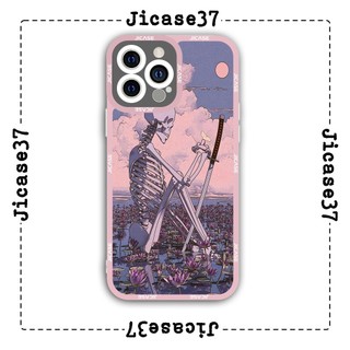 Ốp lưng iphone và samsung xiaomi oppo cạnh vuông Jicase Bộ xương hồng 