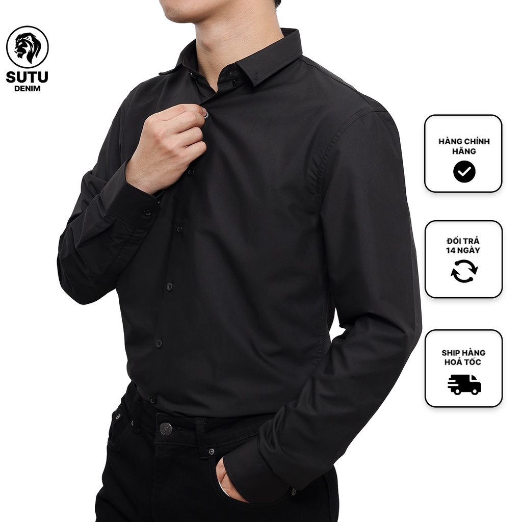 Áo Sơ Mi Đen Trắng Nam Dài Tay SUTU Phong Cách Thời Trang Nam Cao Cấp Đơn Giản Basic Thanh Lịch Trẻ Trung A0CTRS