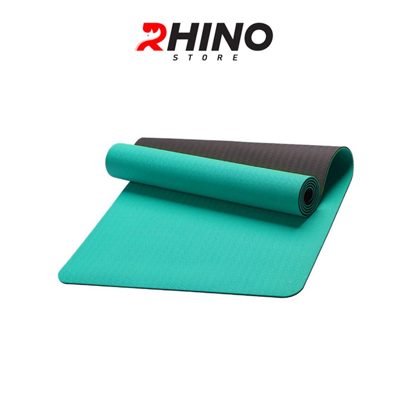 Thảm tập yoga 2 lớp 6mm Rhino MM901 cao su non TPE siêu bám, chống trượt, tập gym, thể dục tại nhà