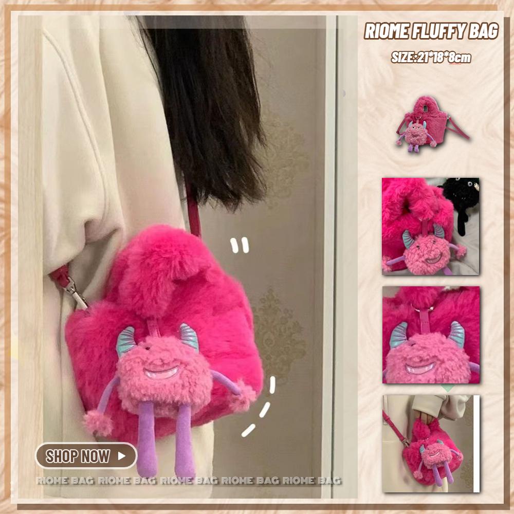 Túi Đeo Chéo Phủ Lông Phong Cách retro Thời Trang Thu Đông Cho Nữ