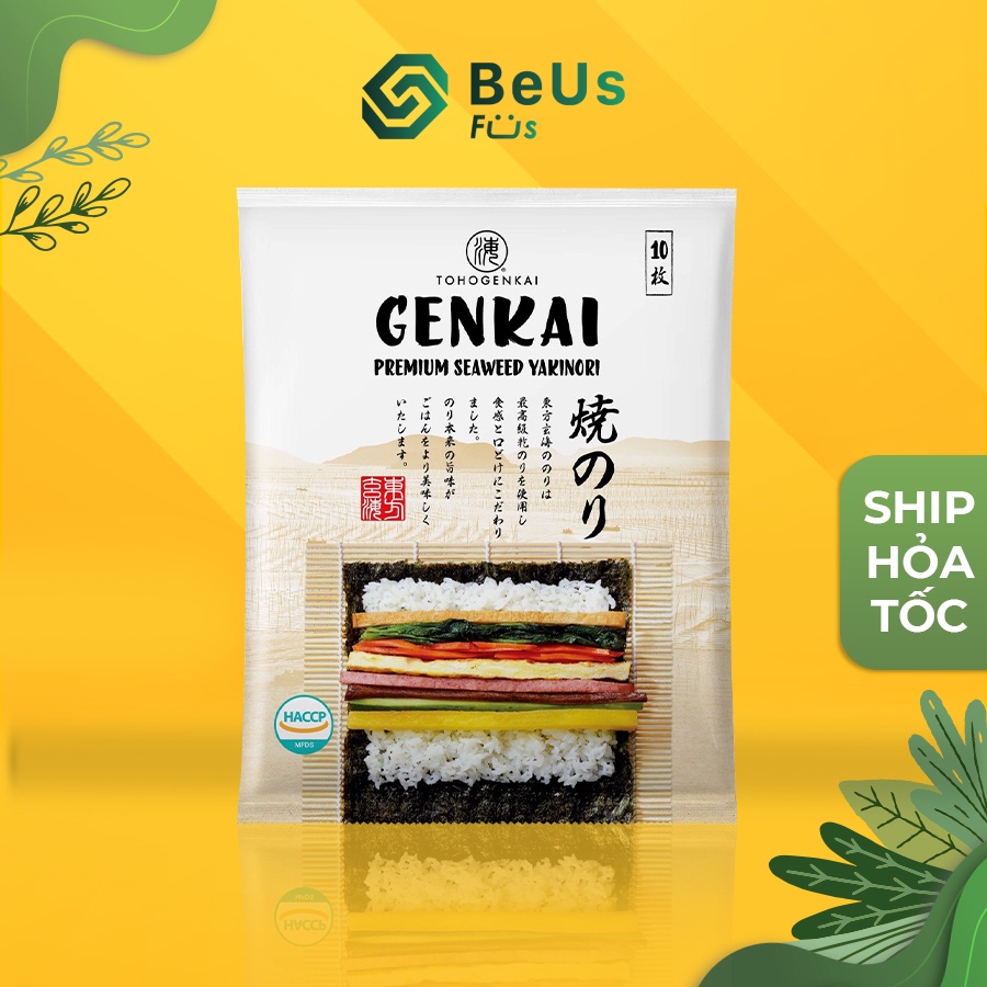 Rong Biển Cuộn Cơm Làm Kimbap GENKAI 10 Lá Nhập Khẩu Chính Hãng Hàn Quốc Rong Biển Ăn Liền