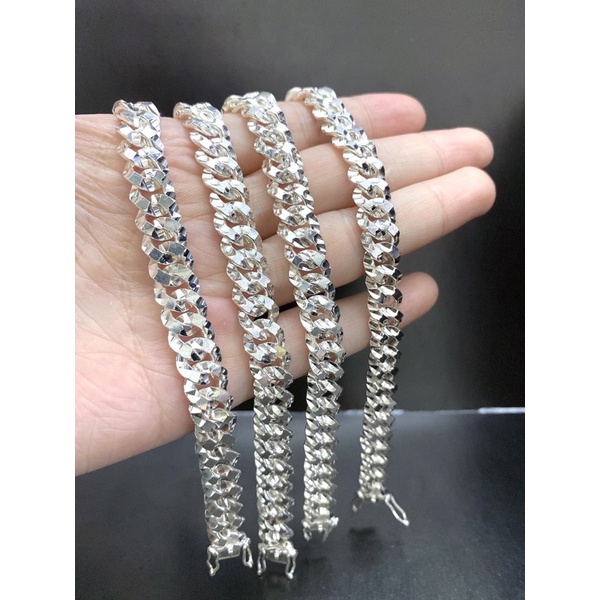 Lắc tay nam khoen lật bản 9mm khoá hộp khắc máy - Bạc ta 950 nguyên chất