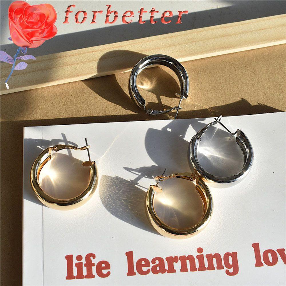 Khuyên tai hình tròn trơn màu thời trang cho nữ