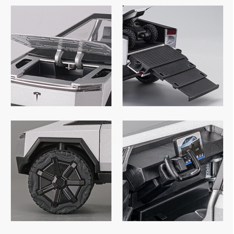 HOT WHEELS Mô Hình Xe Tải Tesla Cybertruck 1 / 24 Bằng Hợp Kim Kẽm Có Đèn Và Âm Thanh Độc Đáo Cho Bé Trai