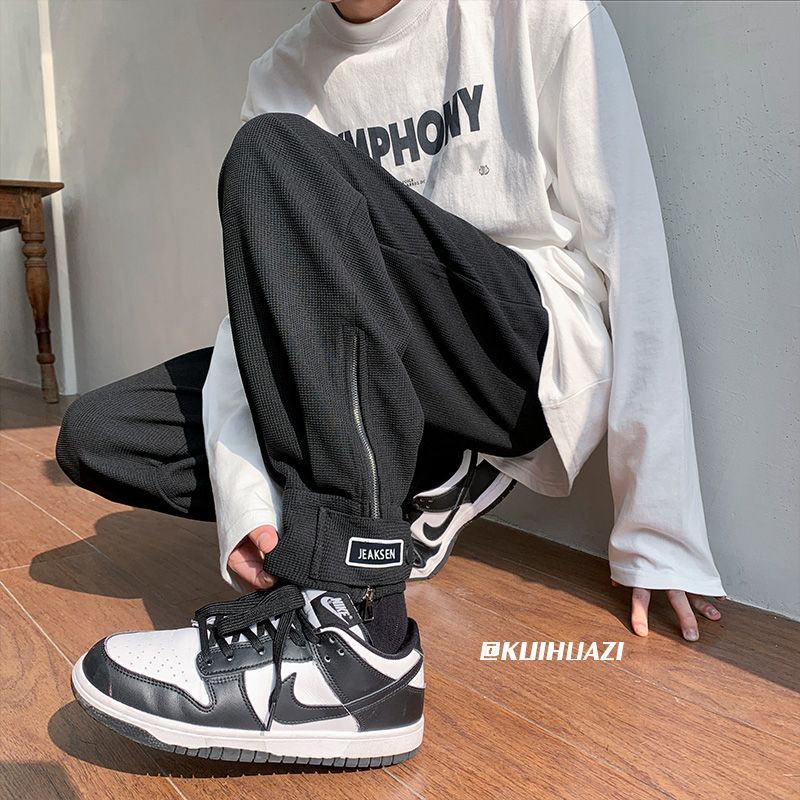 Quần Dài Dáng Rộng Có Khóa Kéo Thời Trang Đường Phố Cá Tính Cho Nam