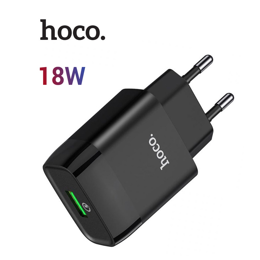 Củ sạc Hoco C72Q sạc nhanh 3A/18W 1 cổng USB chân tròn tiêu chuẩn