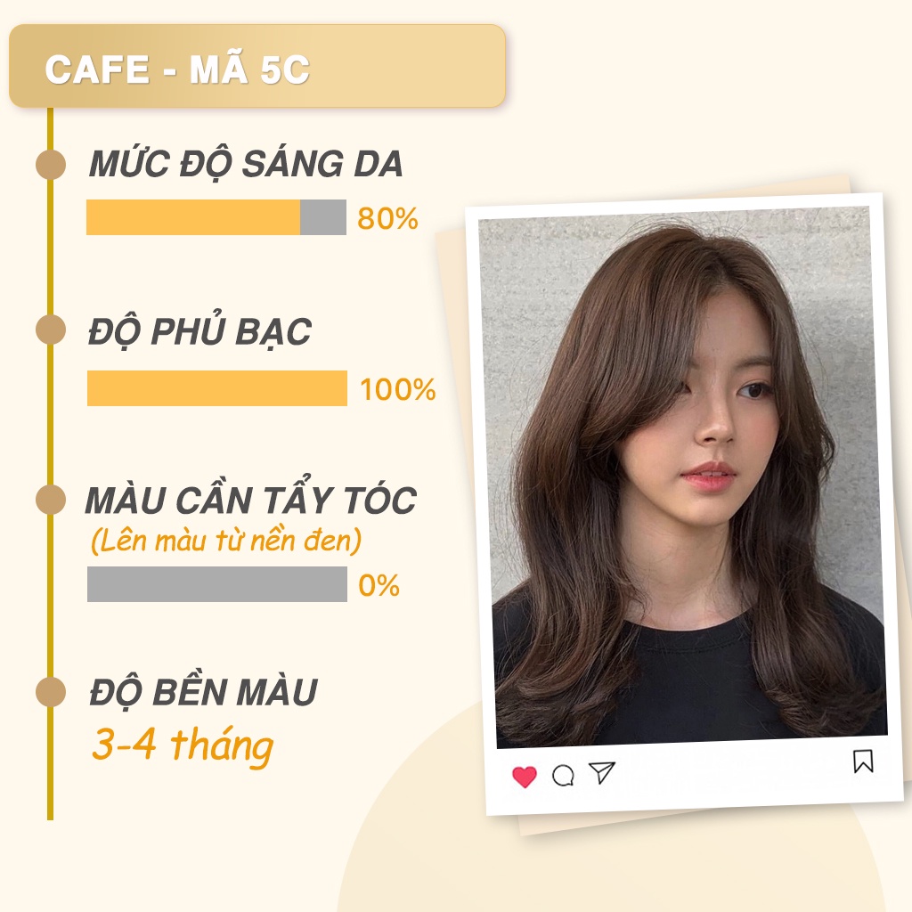 Set màu NÂU CAFE thuốc nhuộm tóc KamiLD nhuộm tóc bạc hương thơm socola nhiều dưỡng