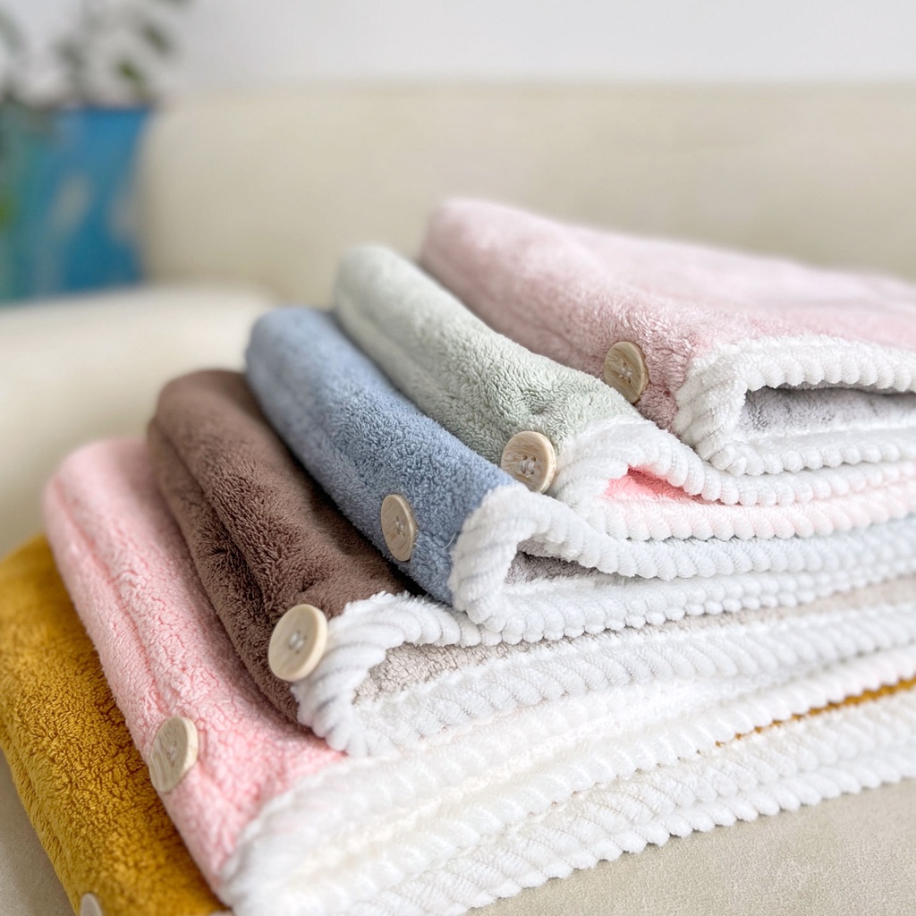 Sinmire Mũ Lông Cừu San Hô Hai Mặt Dày Dặn Hút Nước Nhanh Khô Không Xơ Vải