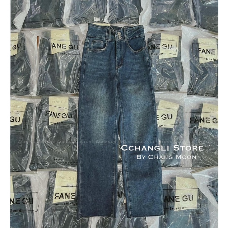 Quần giãn jeans 2 khuy cạp V cắt gấu #077