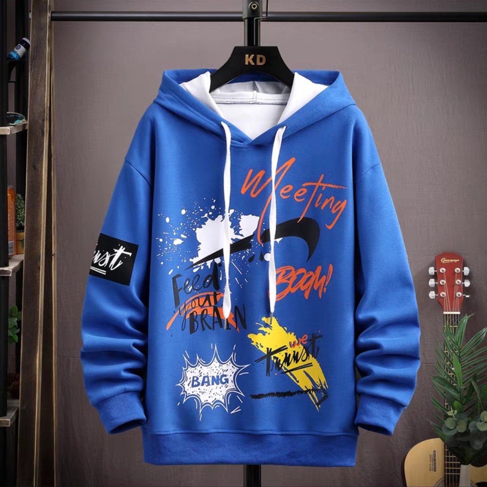 Bộ quần áo hoodies nam SOZO in phối chữ meeting dáng thể thao - SET NAM 90000200C