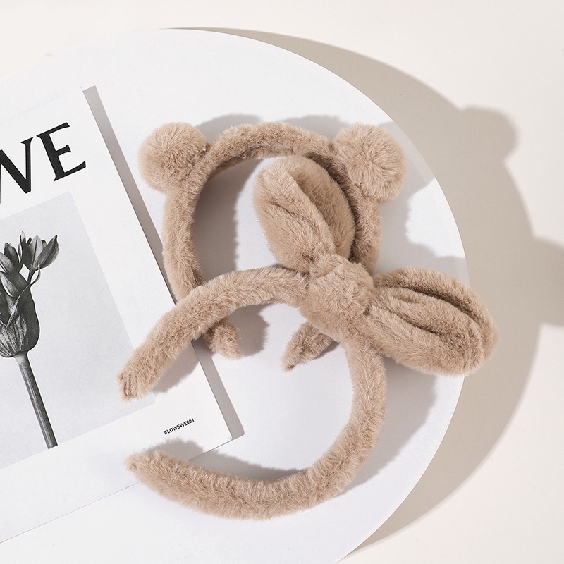 1 Băng Đô Lông Nhung Mềm Mại Màu Trơn Thời Trang Dùng Rửa Mặt / Trang Điểm DIY