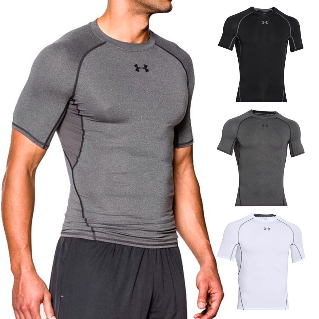 Áo bó giữ nhiệt thể thao cộc tay cao cấp bó cơ nam Under Amour, đá bóng, bóng rổ, gym, mặc lót bên trong thoáng khí