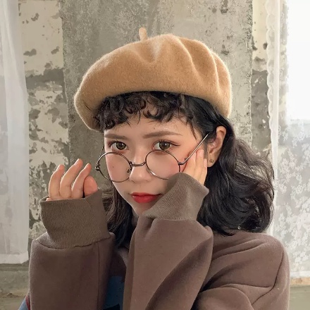 Mũ beret vải len màu trơn thời trang mùa đông dành cho nữ