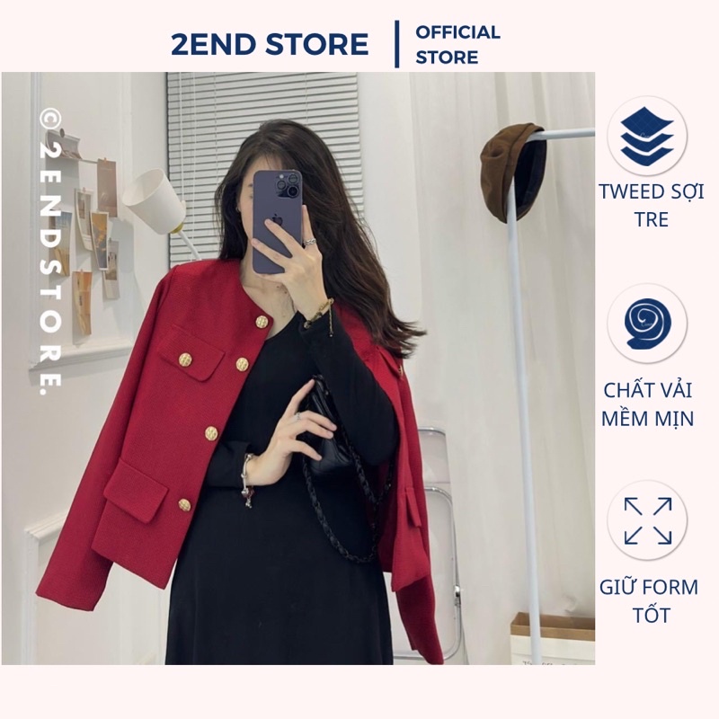 2END Áo dạ tweed tre đỏ | BigBuy360 - bigbuy360.vn