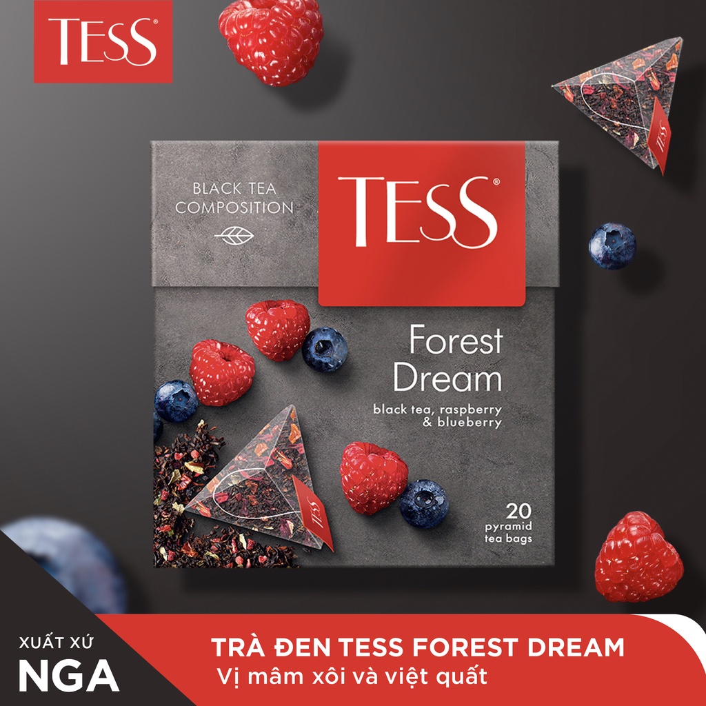 [DATE 3/2024]Set 3 hộp trà Tess Forest Fruit Tea vị hoa quả tươi 20 gói/hộp