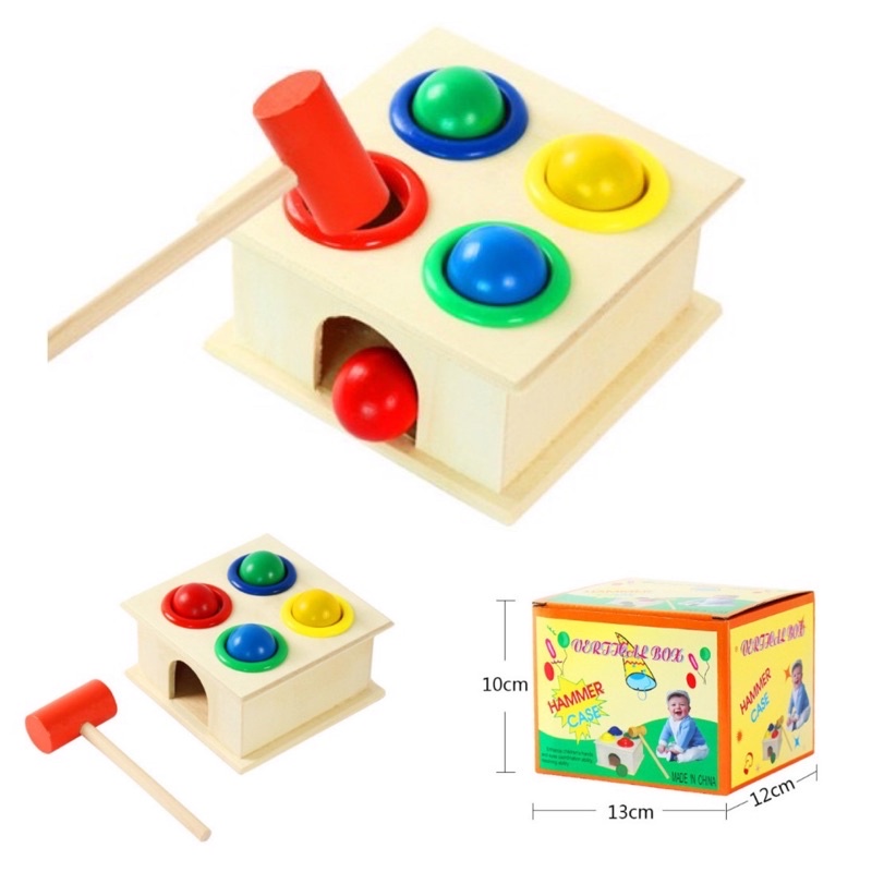 Đồ chơi hộp đập bóng búa gỗ và 4 bóng vui nhộn cho bé