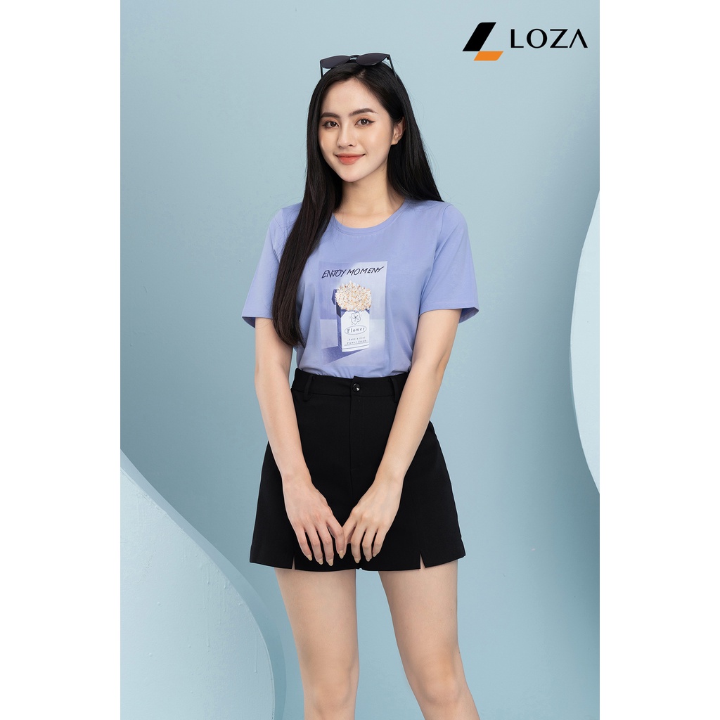 Áo phông form vừa in hình chất liệu Cotton Compact LOZA - PT602097