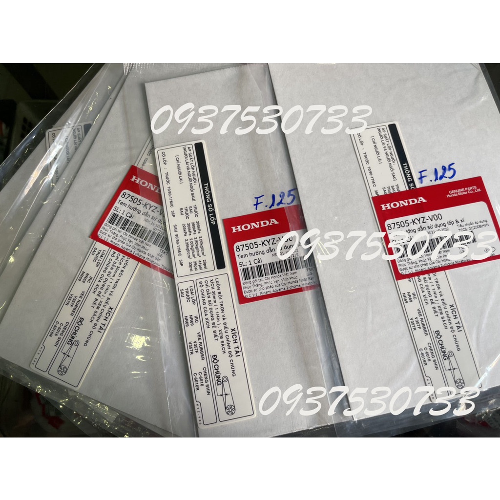 Tem thông số dán hộp xích, tem catte xe FUTURE Mập, LED 125 -HÀNG CHÍNH HÃNG