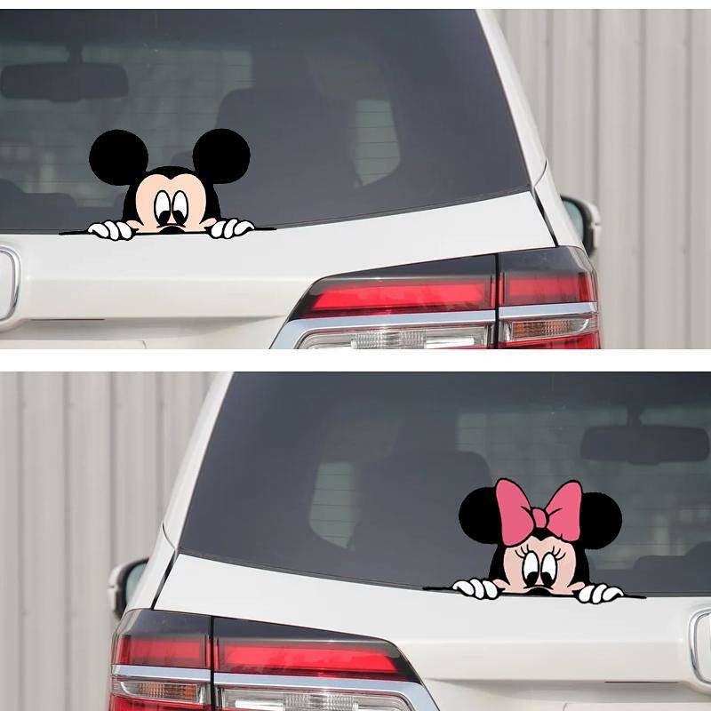 Mickey Mouse Bumper Stickers Personality Cute Cartoon Mickey Minnie Car Side Door Sticker Window Rear Glass Creative Stickers 7eFX