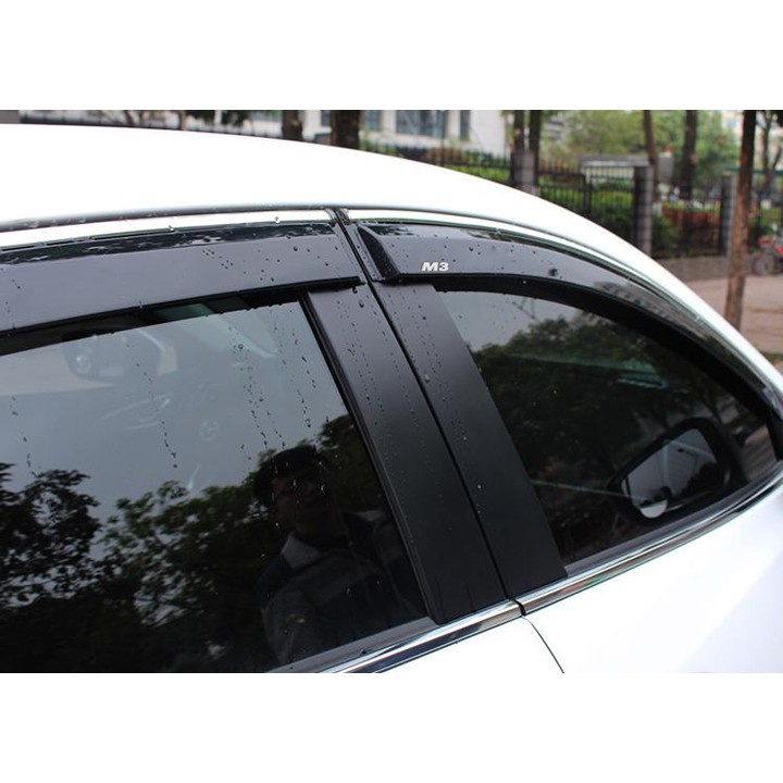 Bộ vè che mưa xe Mazda 3 2014-2018 - Vè mưa chỉ mạ crom, Nhựa ABS cao cấp