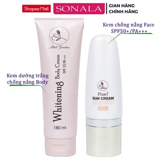 Kem chống nắng Sun Cream SPF 50+/PA+++ và kem body trắng da chống nắng SPF25PA+++ MINIGARDEN