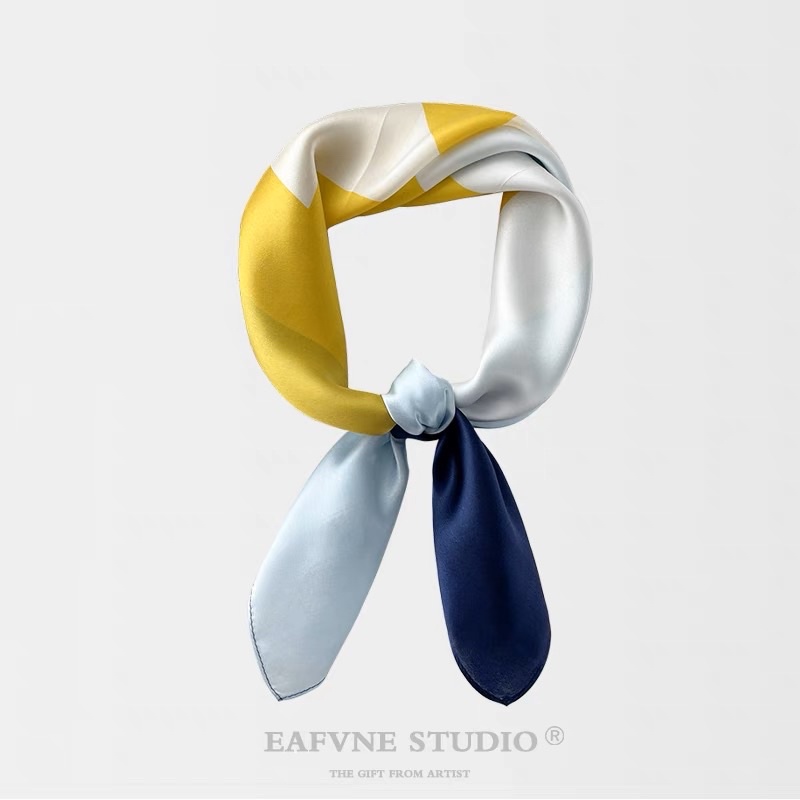 Khăn turban lụa vuông choàng cổ size 70x70cm thanh lịch phong cách nữ tính đa năng dùng làm áo yếm màu đơn giản