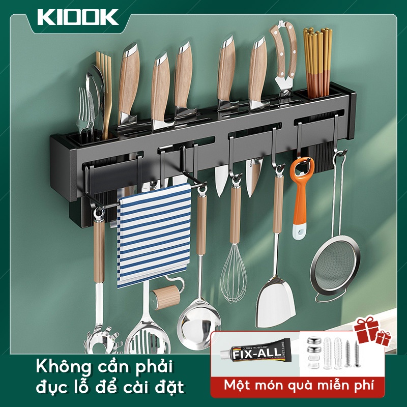 Giá Treo Đồ Nhà Bếp Giá Cài Dao kệ để dao Giá sắt gài dao dán tường Kéo Đồ Dùng Nhà Bếp Đa Năng Bằng Inox Không Gỉ