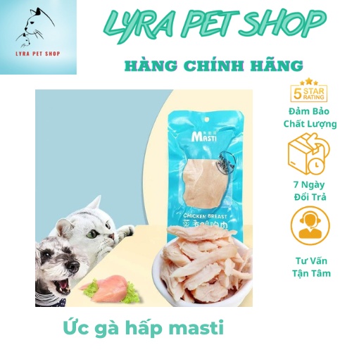 Combo 10 gói ức gà hấp cho chó mèo ăn liền, Ức gà hấp nước dừa Masti 40gr