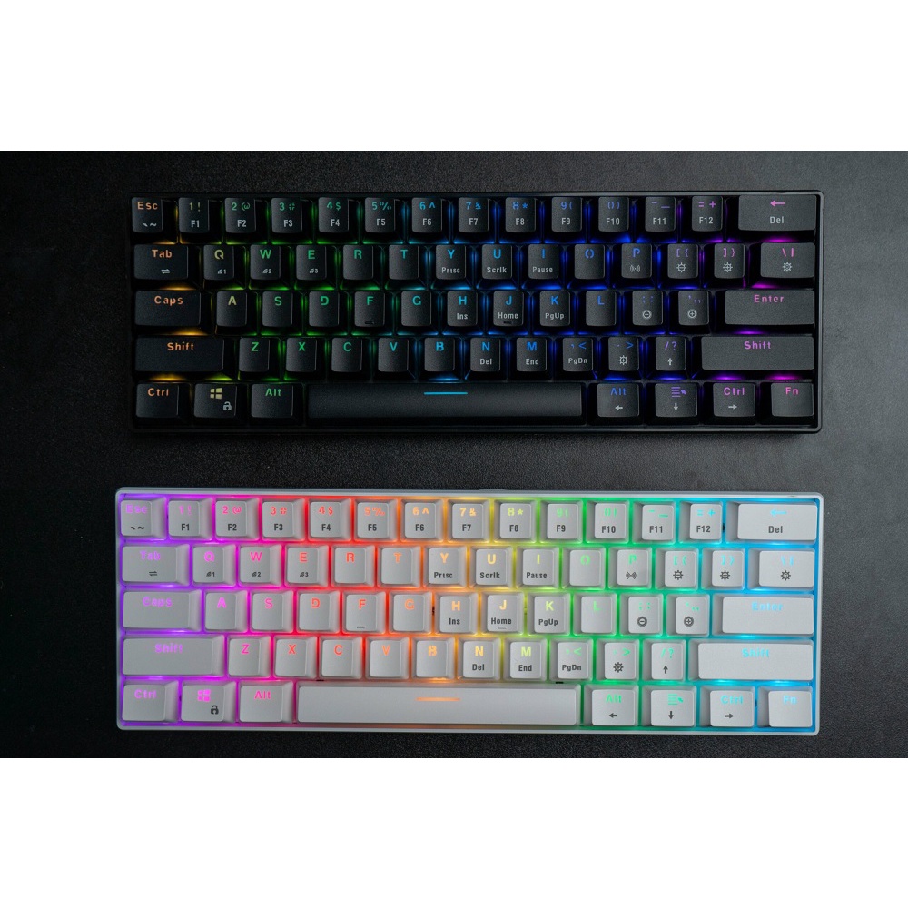 Bàn phím cơ không dây Edra EK361W V2 LED RGB Đen/Trắng-Blue/Brown/Red Sw, Kết nối Bluetooth Chính hãng - Bảo hành 24th