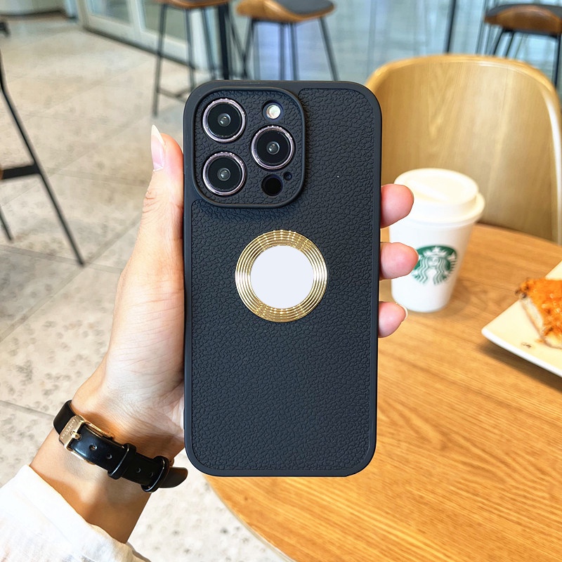 Ốp Điện Thoại Da Viền Silicon Dẻo Thiết Kế Đơn Giản Sang Trọng Chống Sốc / Rơi Cho iPhone 14 13 12 11 Pro Max