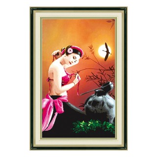 Tranh thêu cô gái bình gốm 3D Ailuo AL53387 |51x83 cm| chưa đính