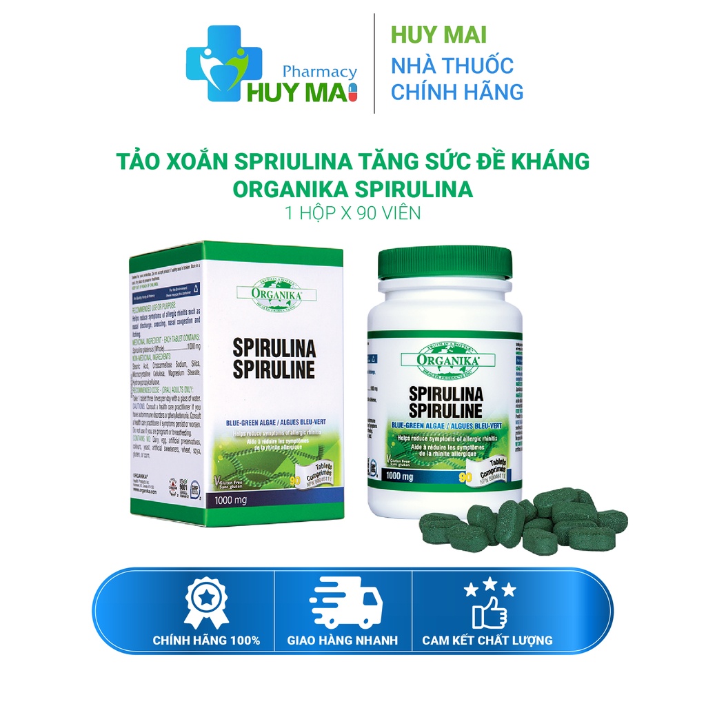 Tảo xoắn spriulina tăng sức đề kháng Organika Spirulina Hộp 90 viên