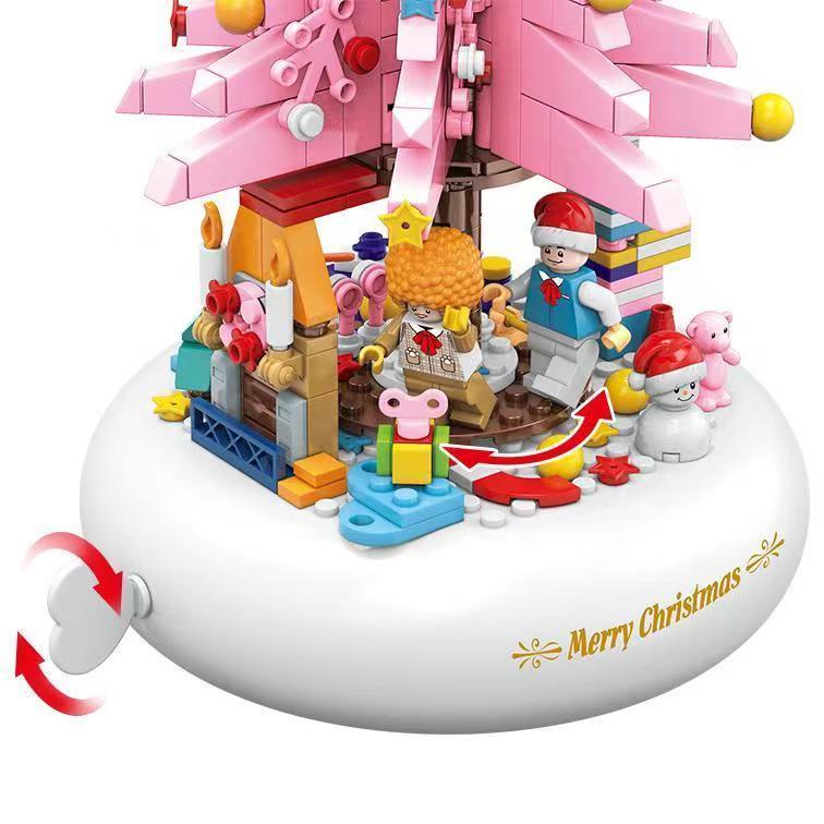 Đồ chơi giáo dục Lắp Ráp mô hình noel cây giáng sinh QL1023 pink christmas tree with music quà Giáng sinh