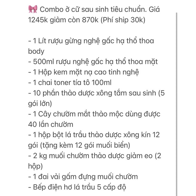 Combo ở cữ tiết kiệm Cỏ Lành - phòng sản hậu, dưỡng trắng da, về dáng đẹp