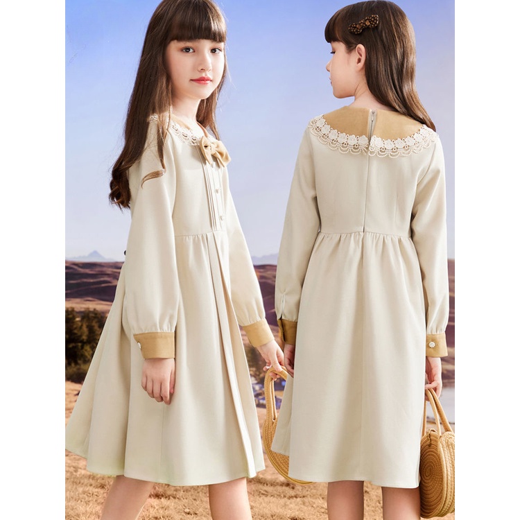 Đầm Tay Dài Phong Cách Thời Trang Xuân Thu Mới Dành Cho Bé Gái 3-5 - 8-10 - 12-13 Tuổi