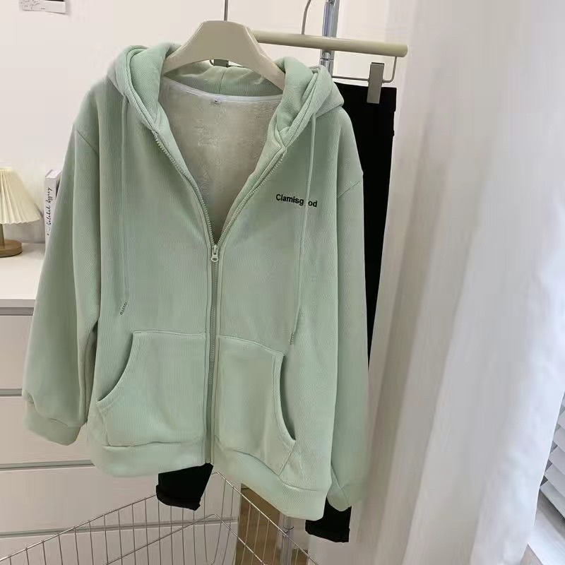 HOODIE KÉO KHOÁ LÓT LÔNG MÀU PASTEL