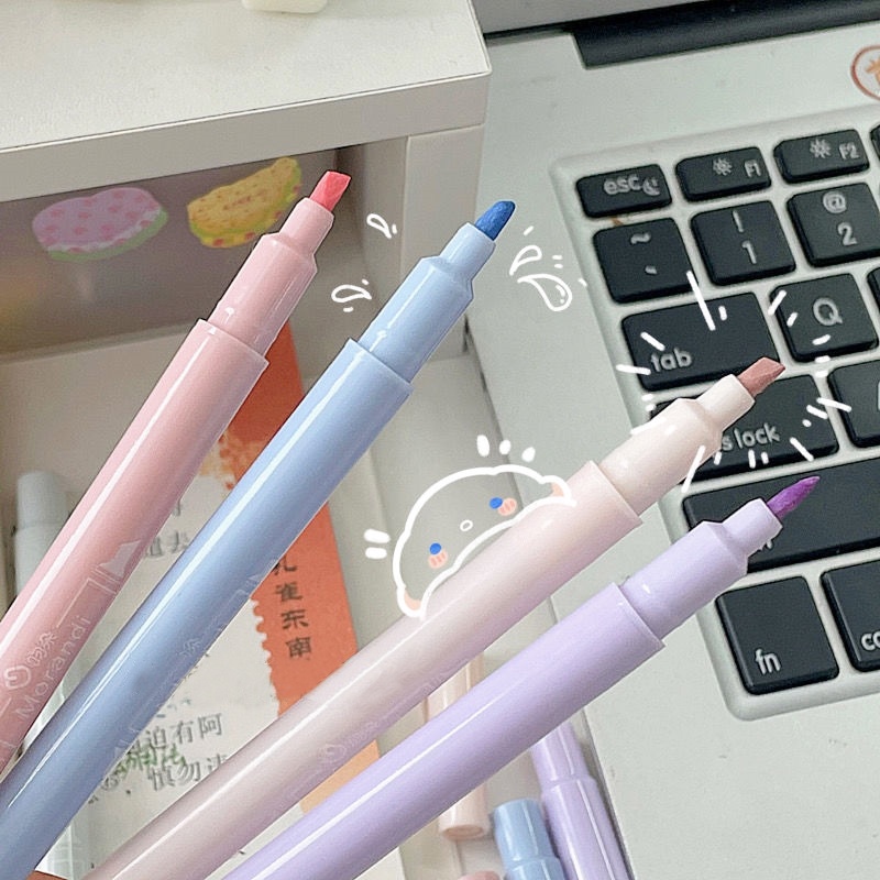 Bút Dạ Quang Đầu Siêu Mềm 6 Màu Phong Cách Sang Trọng