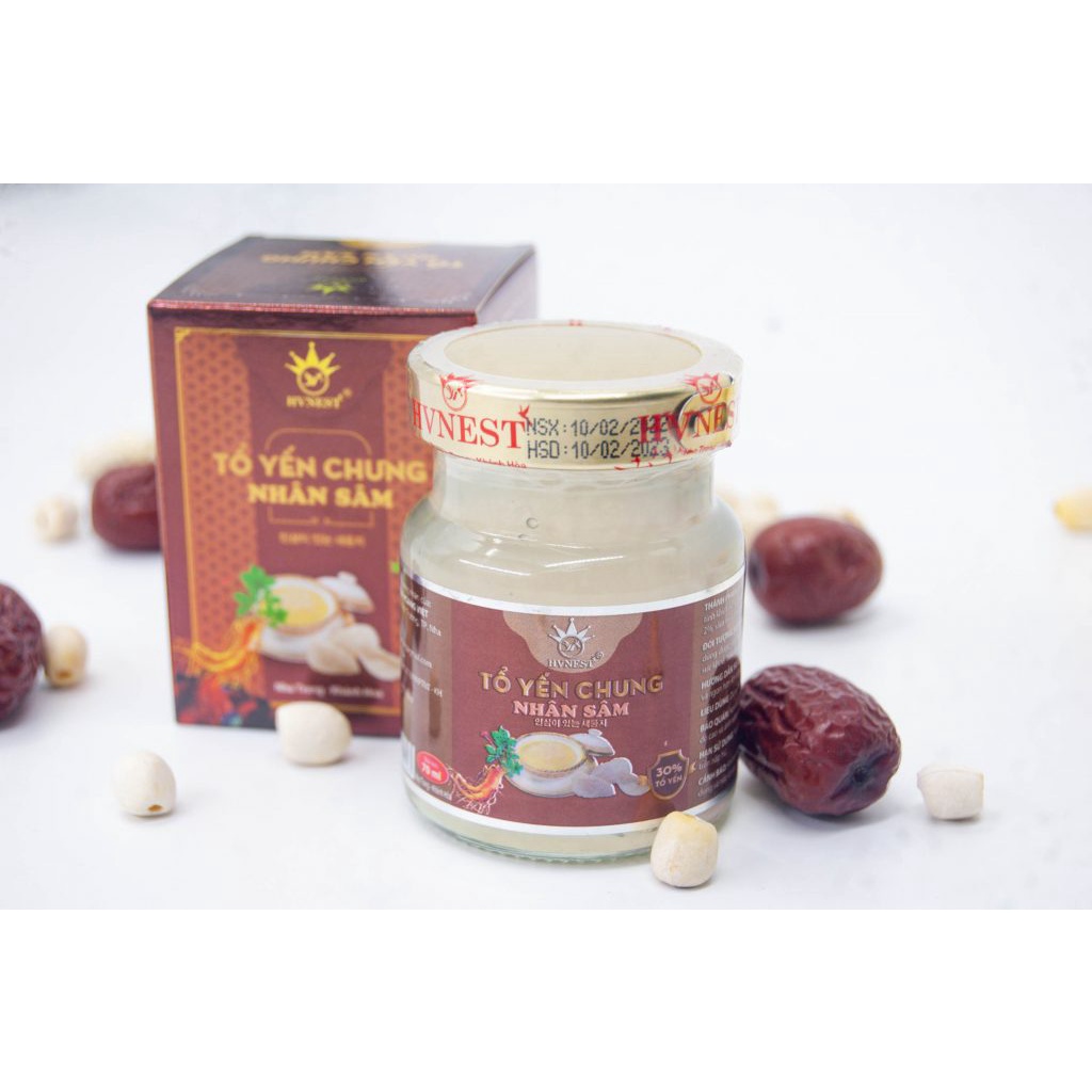 Yến sào tự nhiên HVNEST chưng vị SÂM 70ml, không chất bảo quản