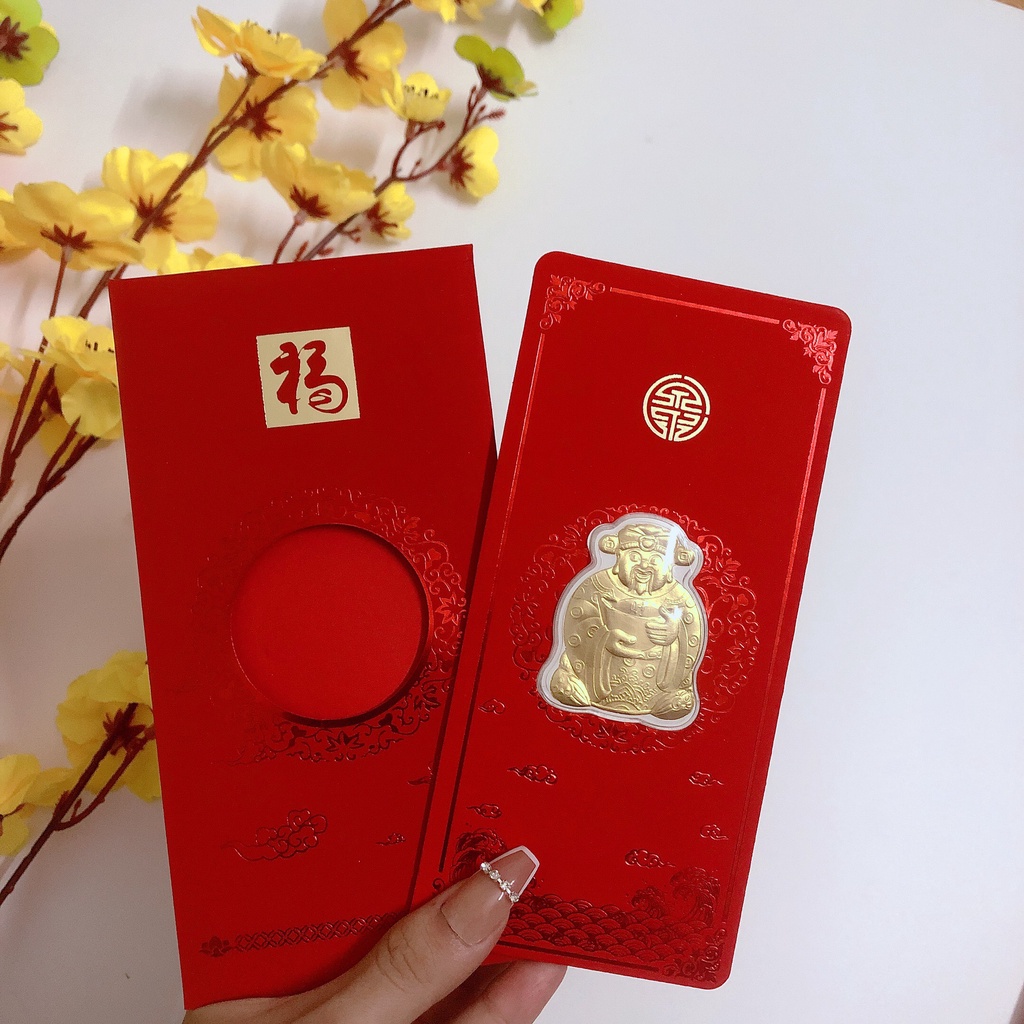 Bao Lì xì tết Quý Mão 2023 - Lì Xì Thần Tài Mạ Vàng - Mèo Mạ Vàng 24K Hồng Kông Màu Đỏ May Mắn Rước Tài Lộc Giá Sỉ