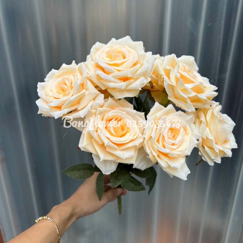 Hoa Hồng giả - cụm hoa hồng giả 9 bông dài 40cm