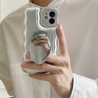 Ốp Điện Thoại Mềm Tráng Gương Có Giá Đỡ Hình Chữ Tiếng Anh Cho iPhone 13 12 11 14 Pro Max
