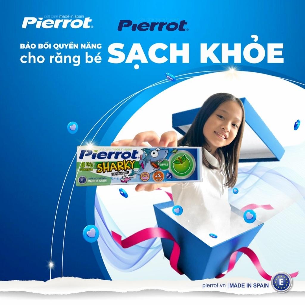 Kem Đánh Răng Trẻ Em Hương Táo PIERROT Sharky Chứa Calci Hữu Cơ 75ML Cho Bé Từ 2 Tuổi Trở Lên