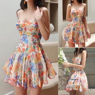 Đầm Hai Dây CY03 Họa Tiết Hoa Thời Trang Mùa Hè Cho Nữ