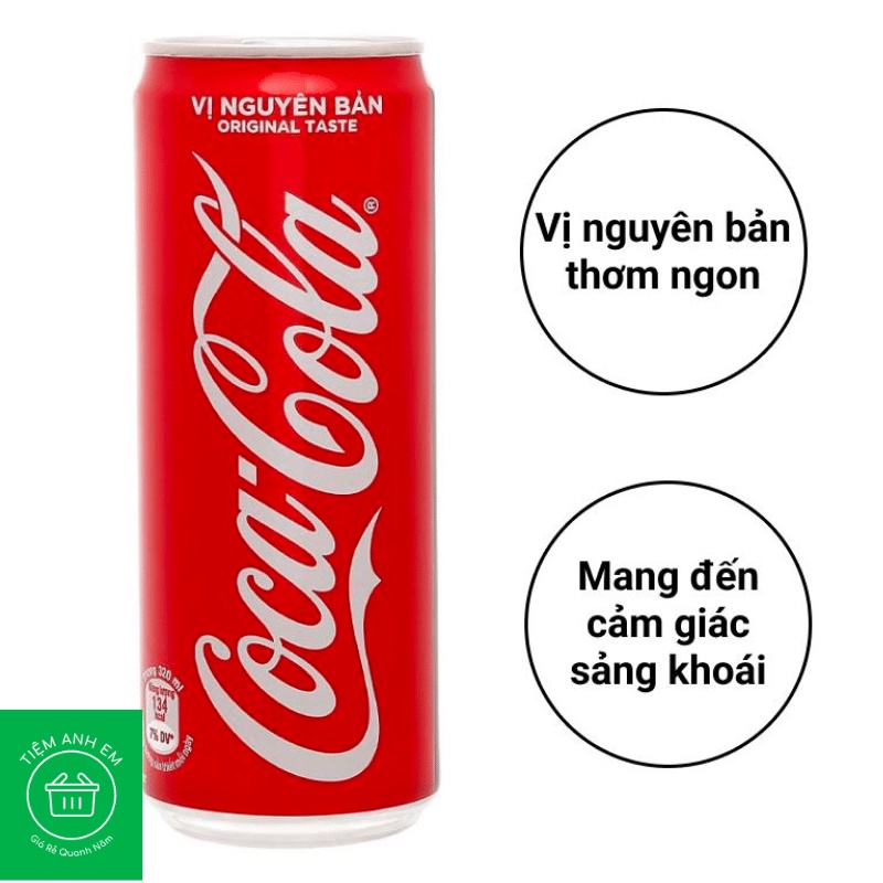 Lốc 6 lon nước ngọt Coca Cola 320ml Vị Nguyên Bản Có Đường Và Không Đường